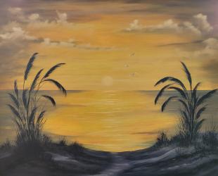 Bob Ross Abends am Strand